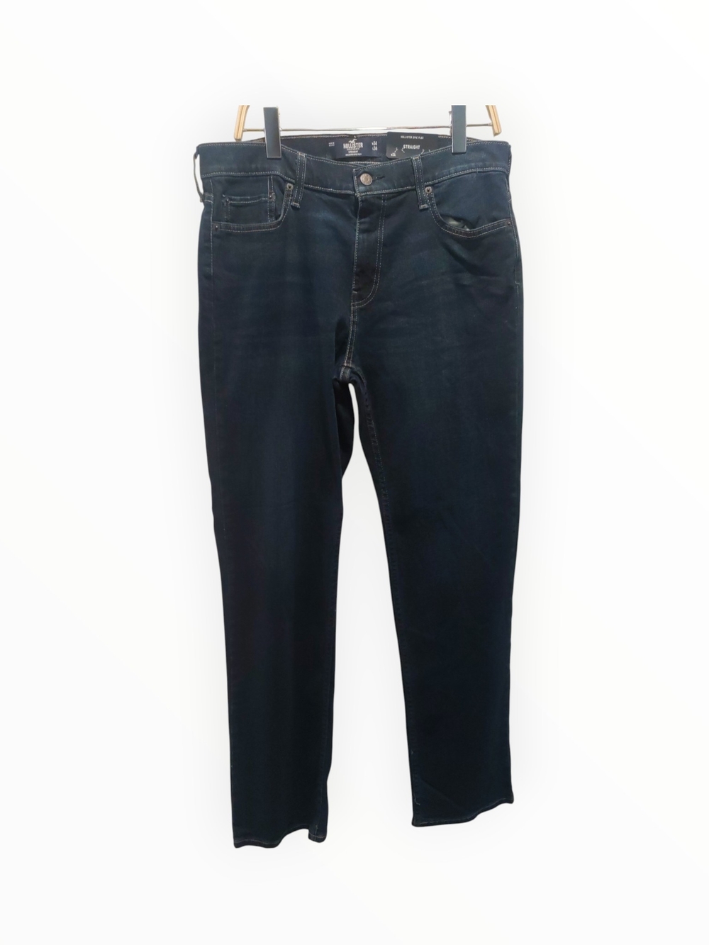 Hollister Epic Flex Straight Fit Dark Wash Blue Denim Jeans Stretch Size 34, NWT